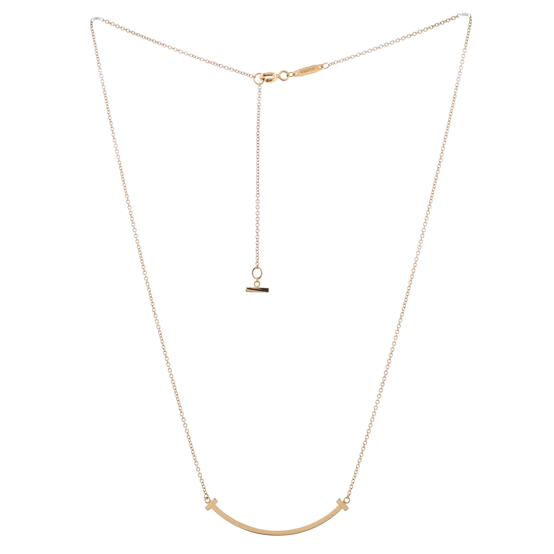 T Smile Pendant Necklace 18K Rose Gold Small