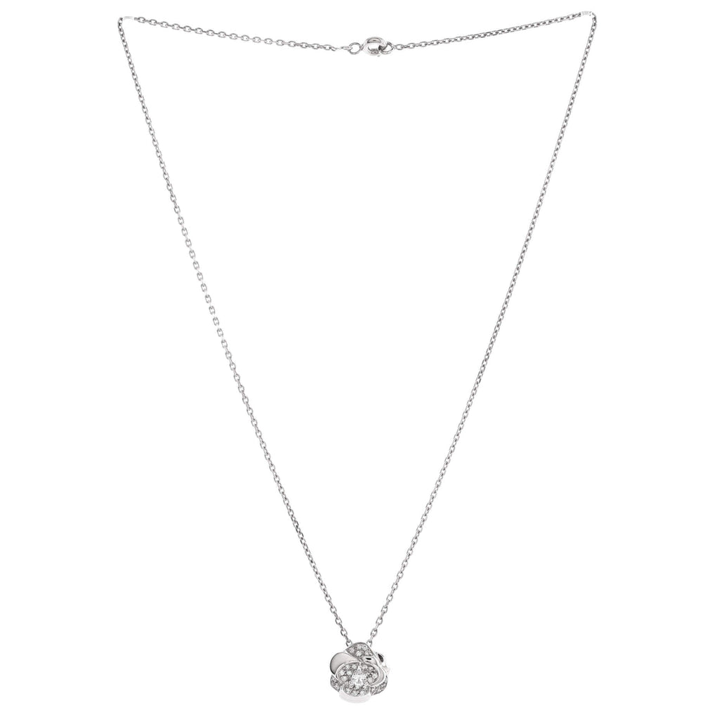 Camellia Pendant Necklace 18K White Gold with Diamonds