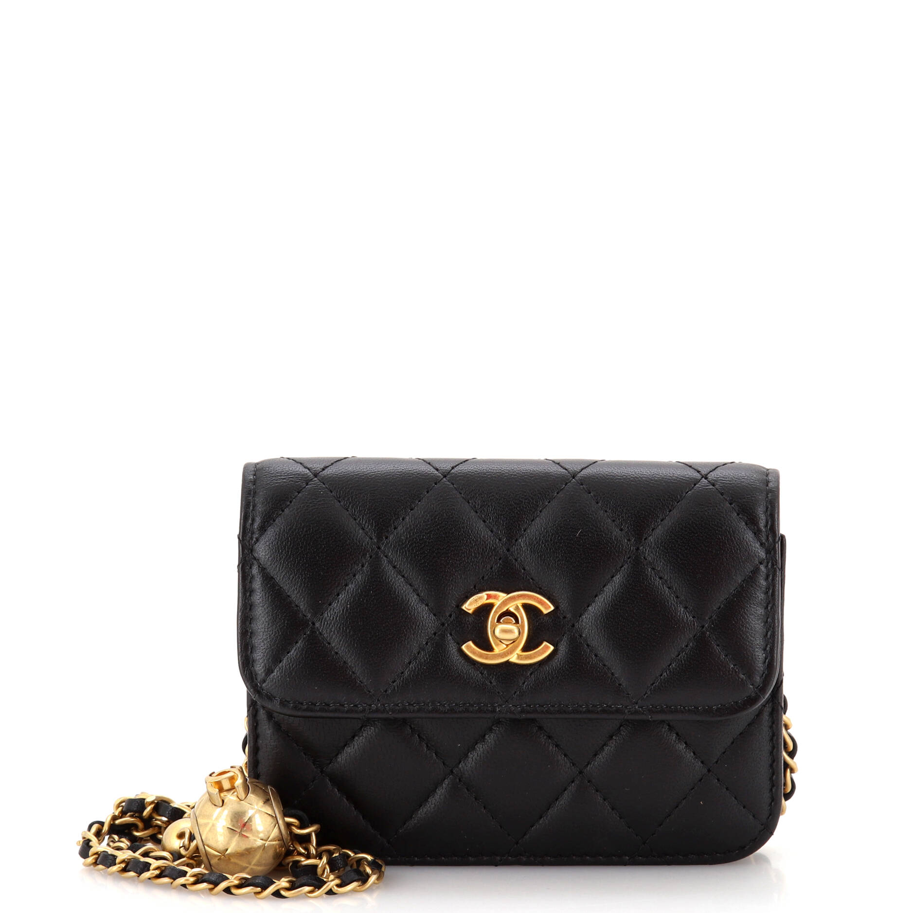 Pearl Crush Flap Clutch with Chain Quilted Lambskin Mini