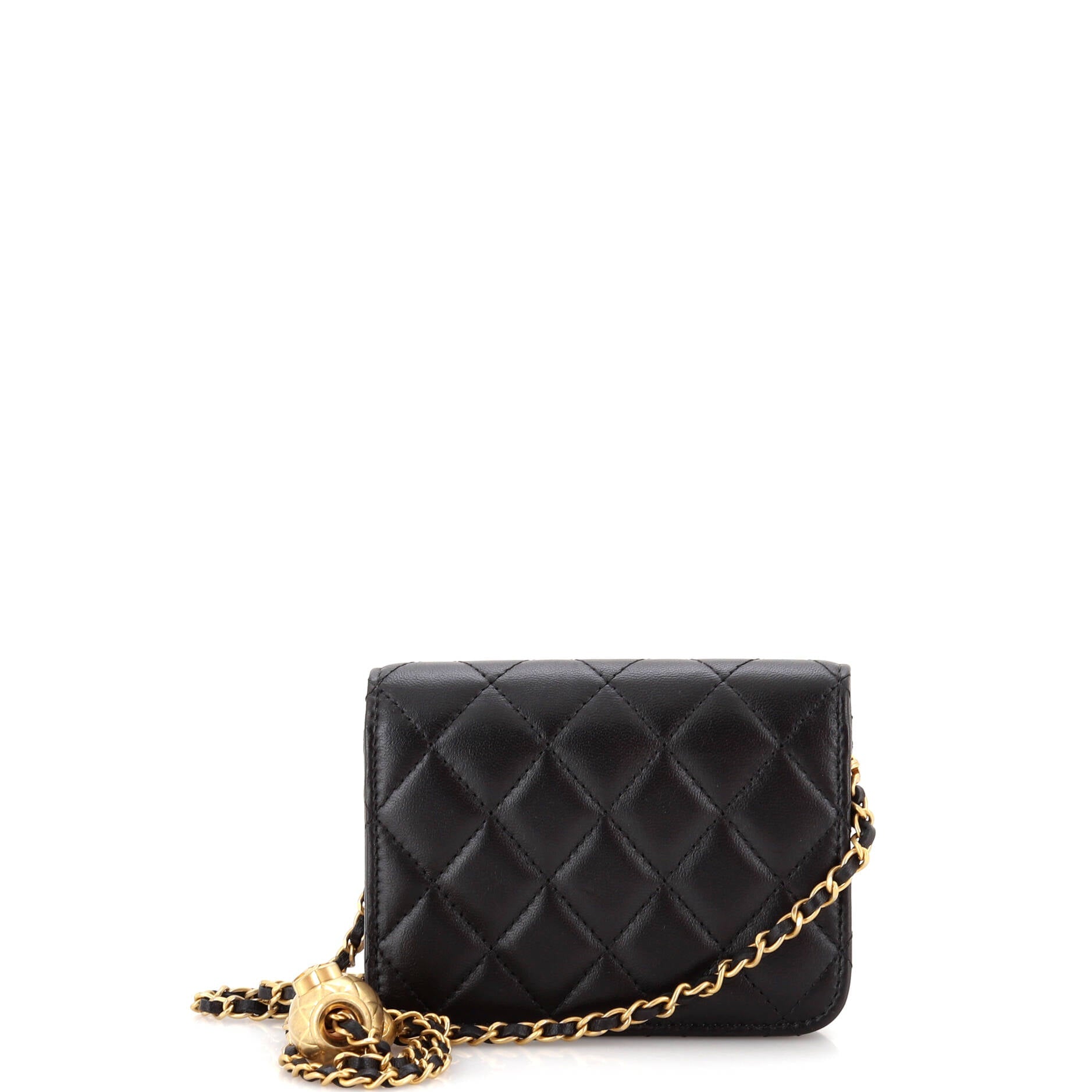 Pearl Crush Flap Clutch with Chain Quilted Lambskin Mini