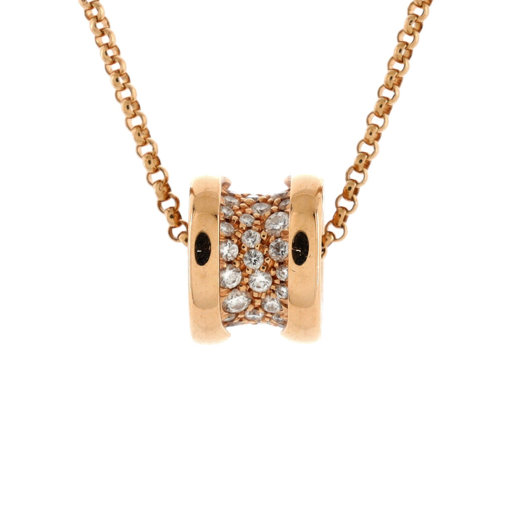 B.Zero1 Pendant Necklace 18K Rose Gold with Pave Diamonds Mini