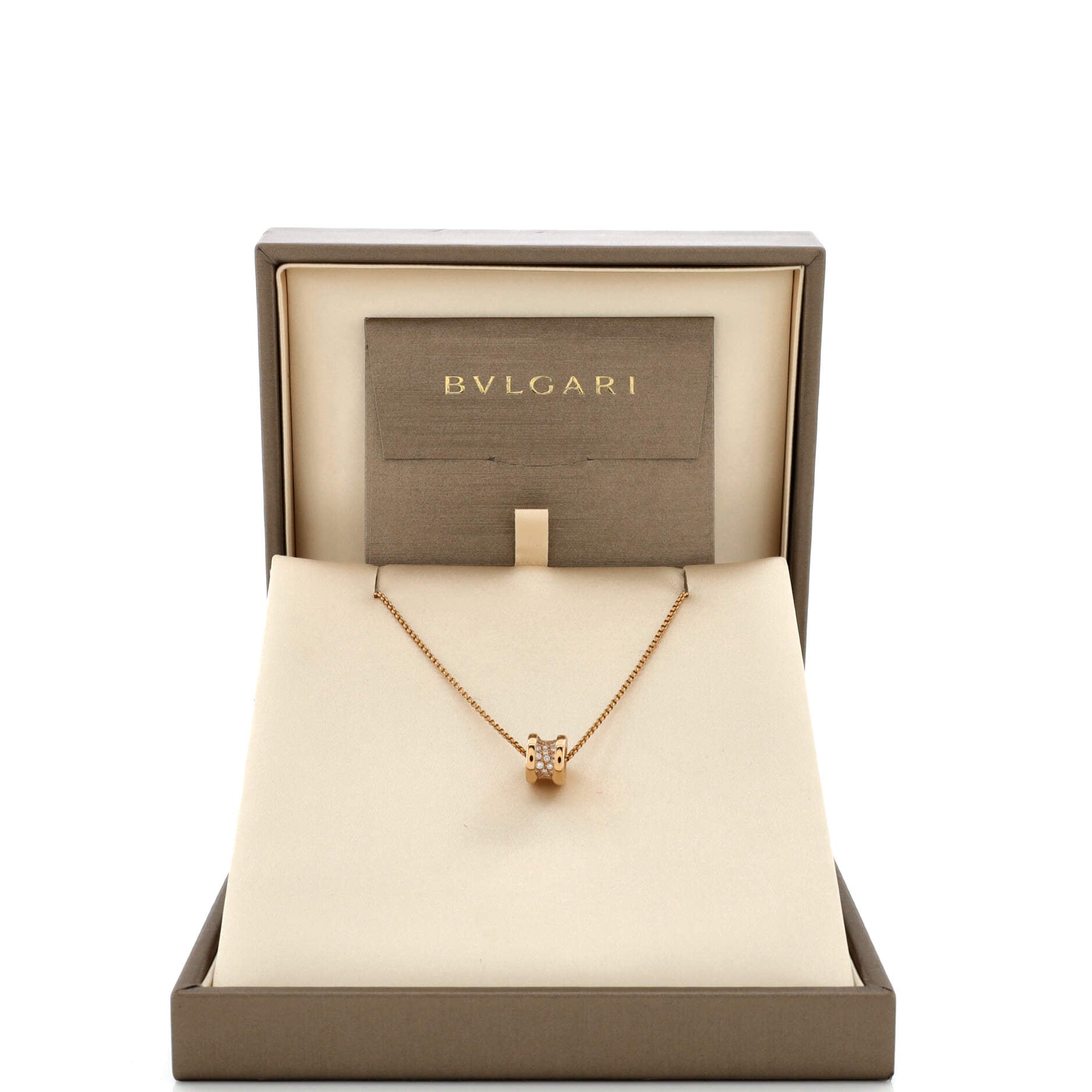B.Zero1 Pendant Necklace 18K Rose Gold with Pave Diamonds Mini