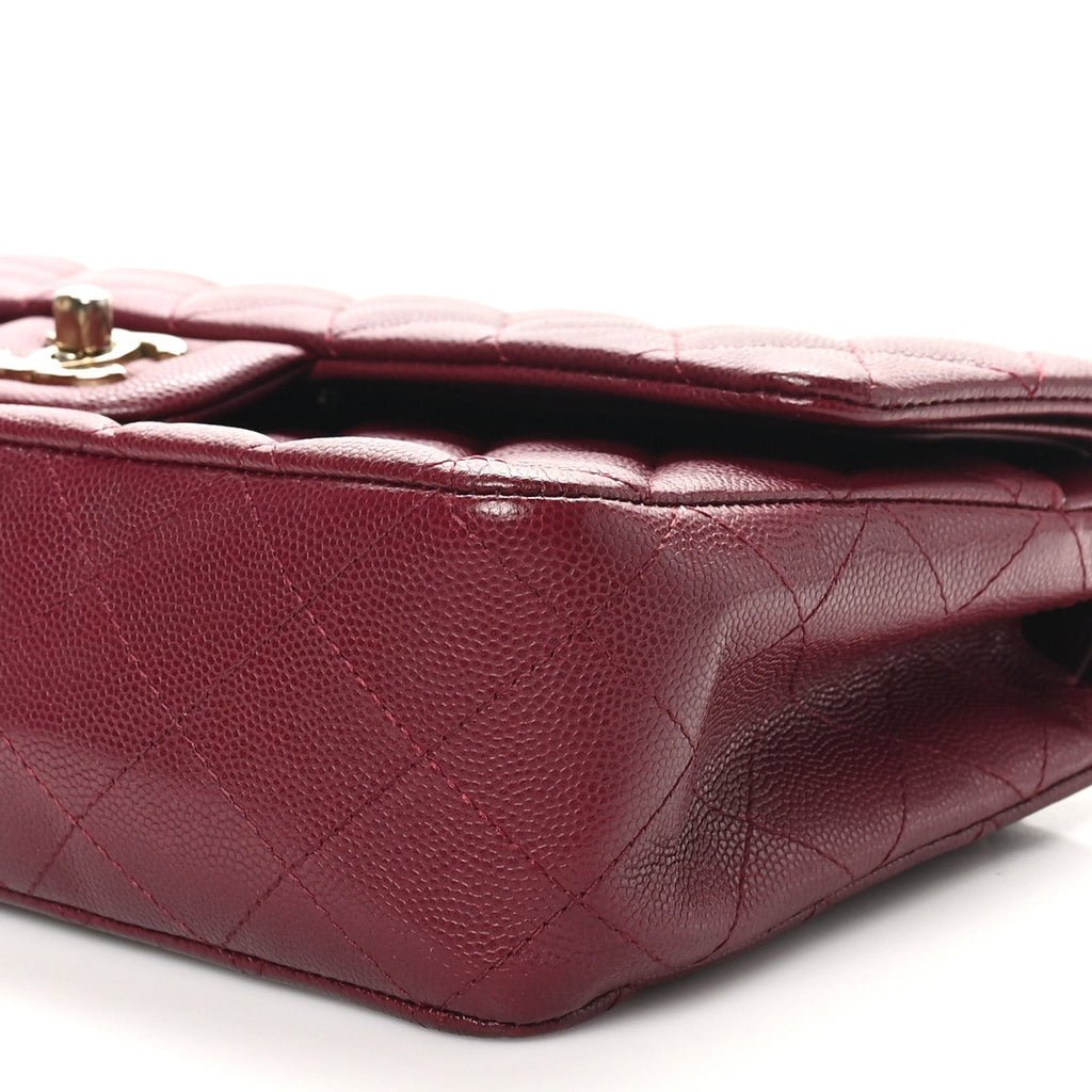 Caviar Quilted Medium Double Flap Burgundy