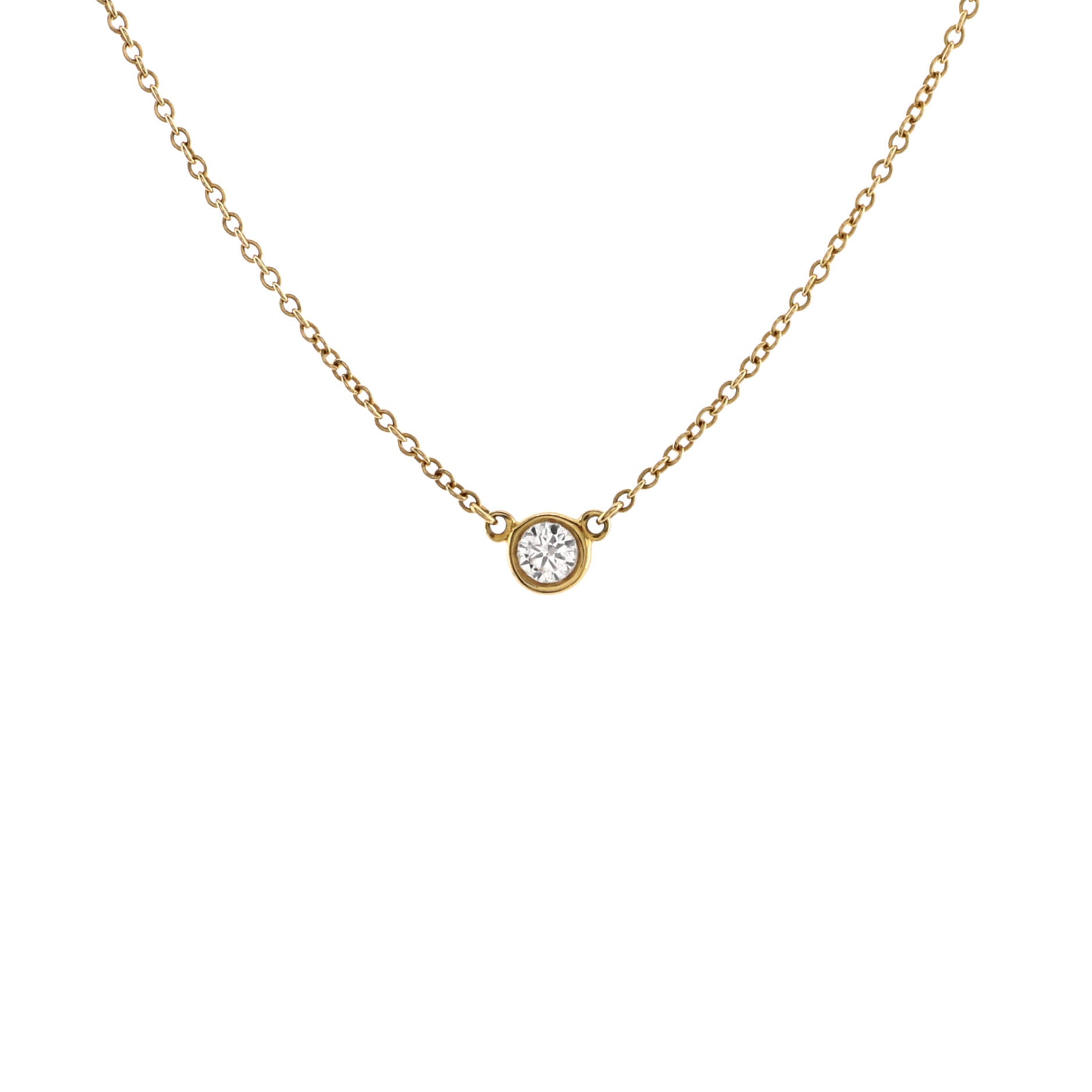 Elsa Peretti Diamonds By The Yard Pendant Necklace 18K Yellow Gold and Diamond 0.12CT