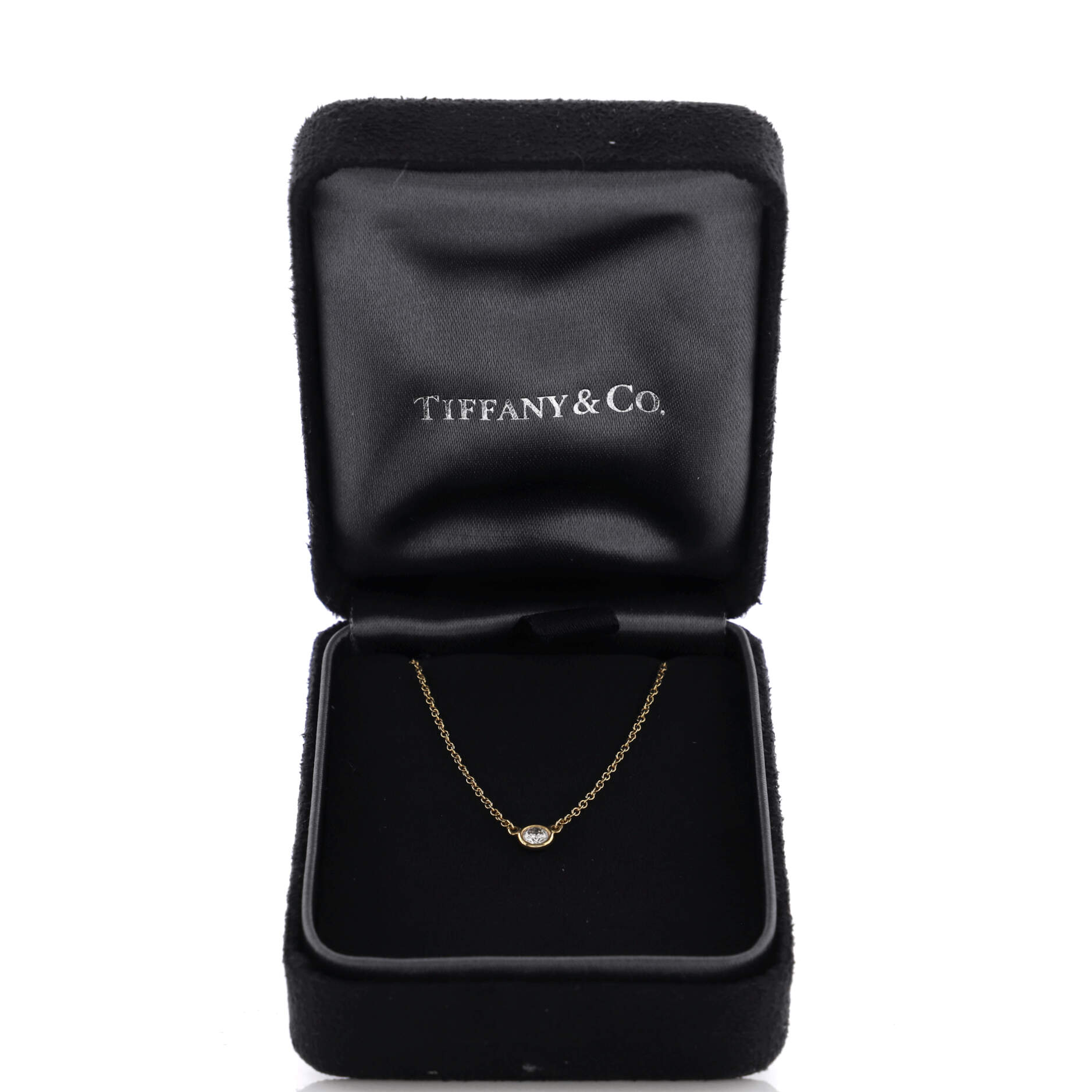 Elsa Peretti Diamonds By The Yard Pendant Necklace 18K Yellow Gold and Diamond 0.12CT