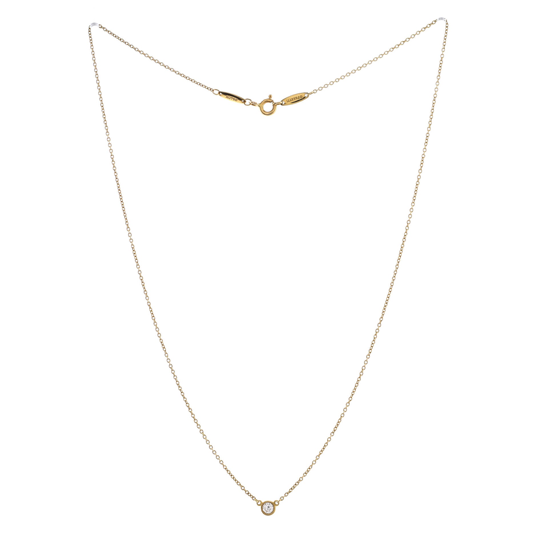 Elsa Peretti Diamonds By The Yard Pendant Necklace 18K Yellow Gold and Diamond 0.12CT