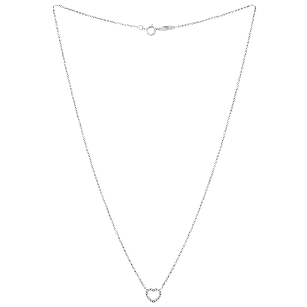 Metro Heart Pendant Necklace 18K White Gold and Diamonds Mini