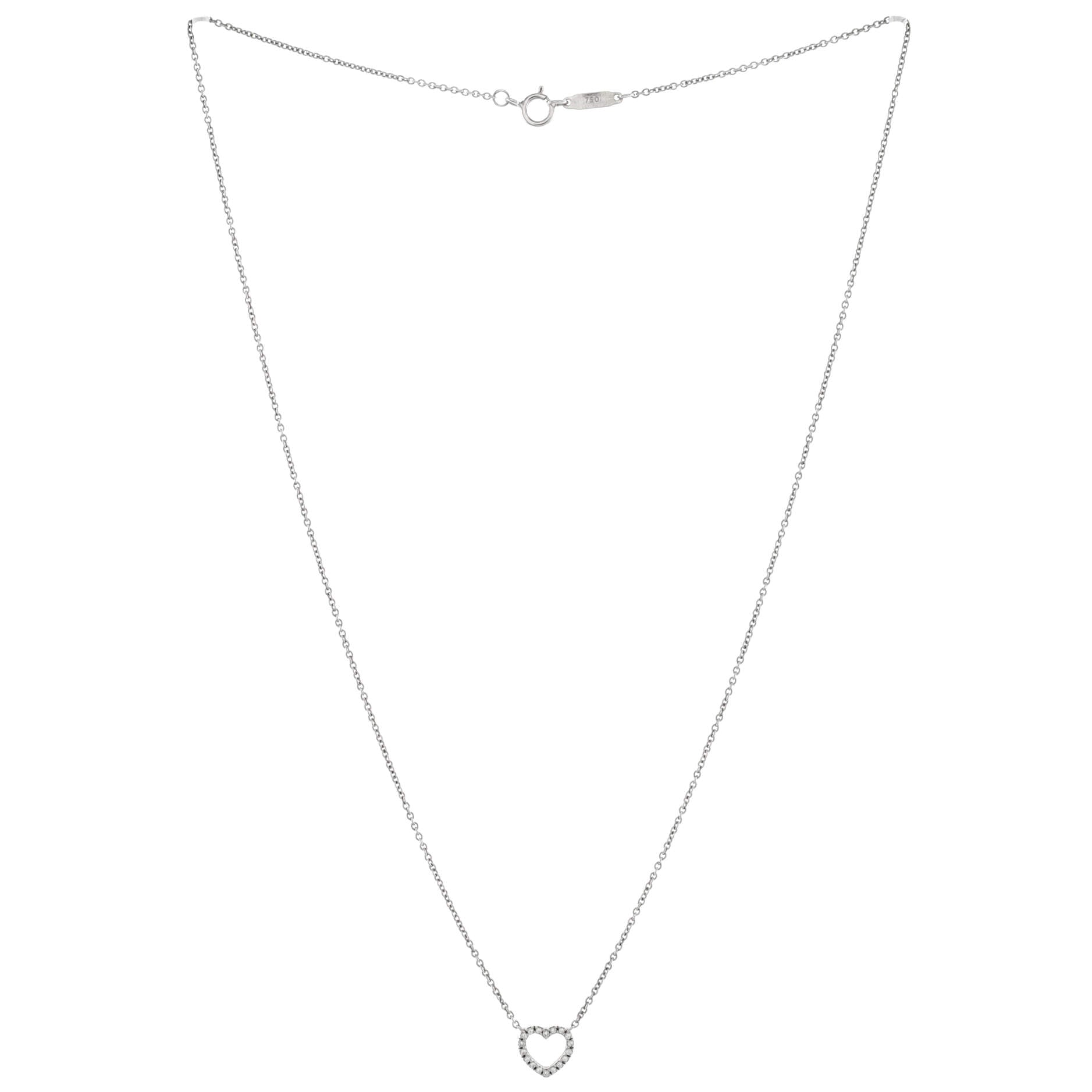 Metro Heart Pendant Necklace 18K White Gold and Diamonds Mini