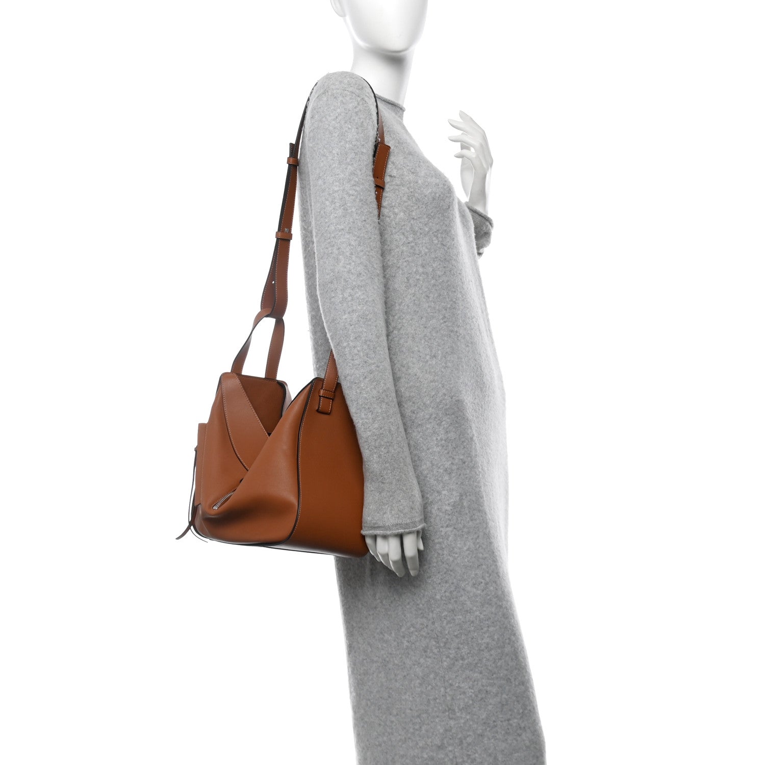 Grained Calfskin Small Hammock Shoulder Bag Tan