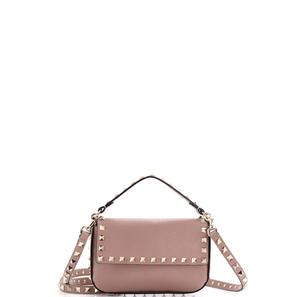 Rockstud Top Handle Crossbody Pouch Leather Mini