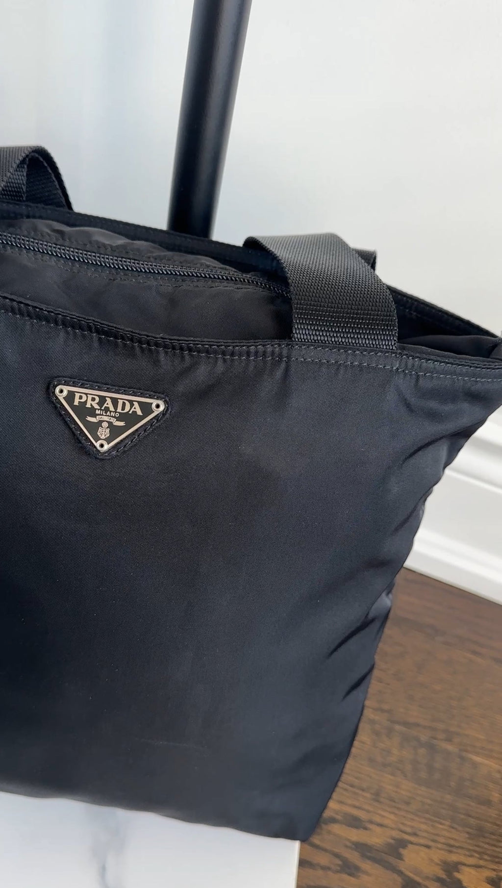 Prada Black Nylon Tessuto Vintage Small Tote Bag