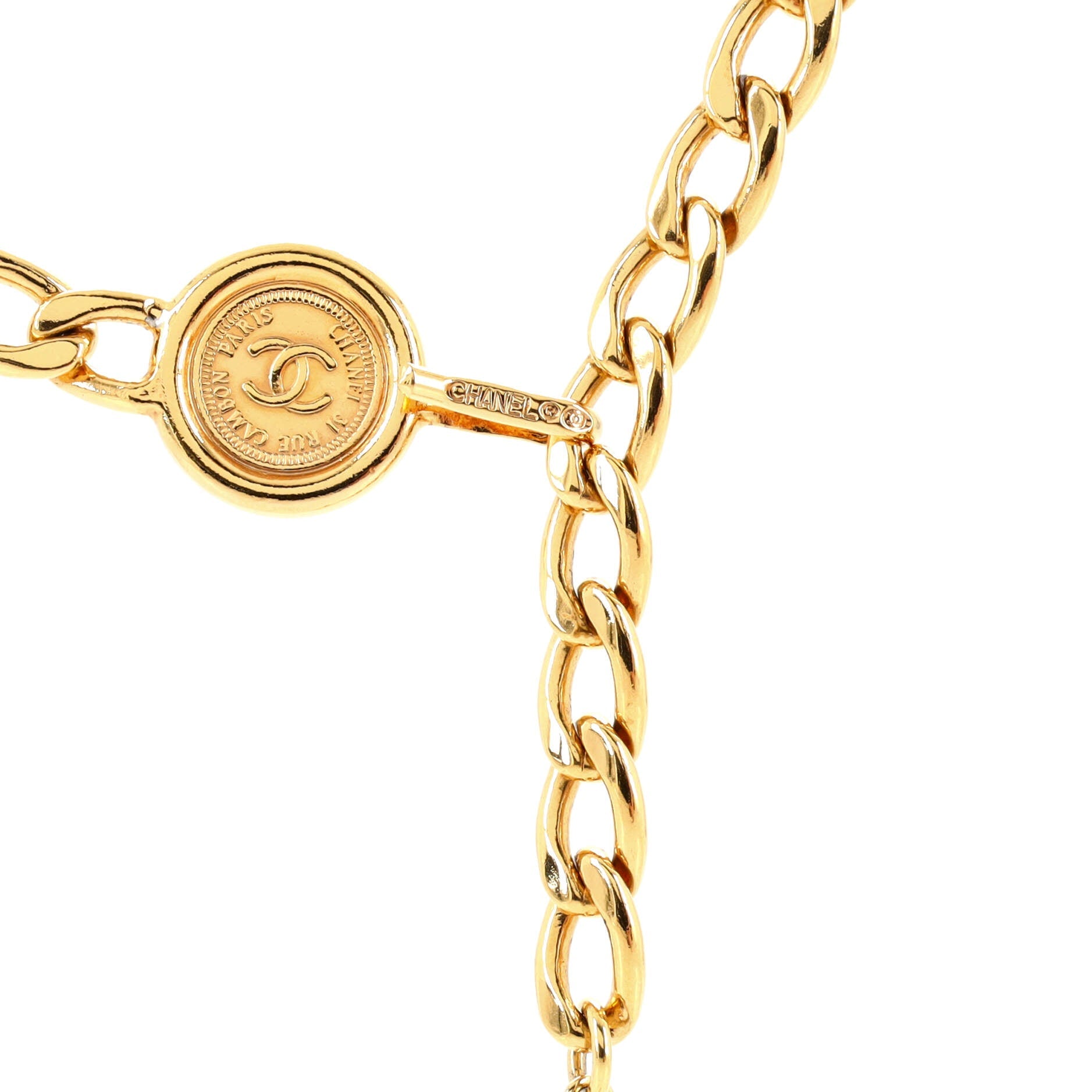 Vintage CC Medallion Charms Chain Belt Metal 95