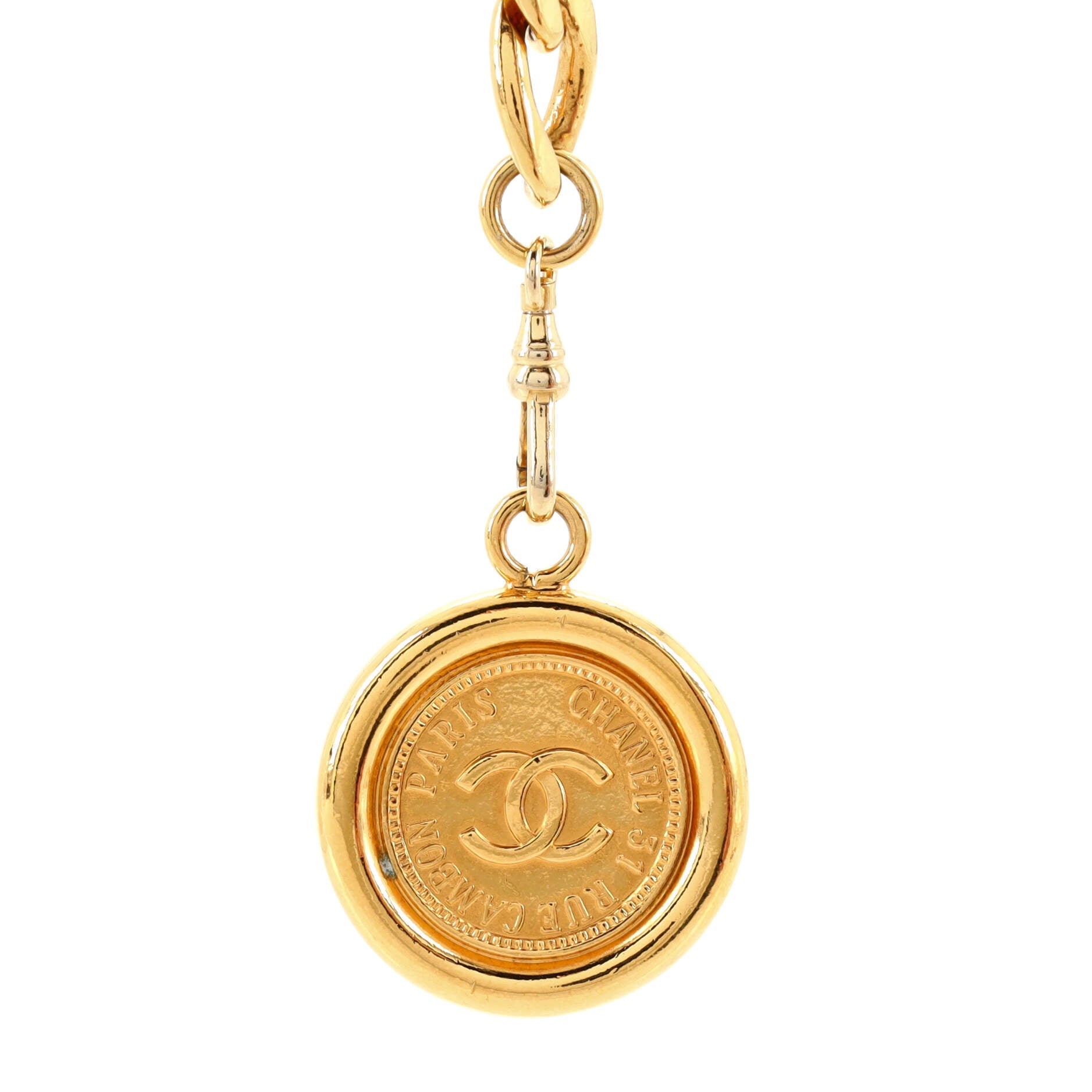 Vintage CC Medallion Charms Chain Belt Metal 95