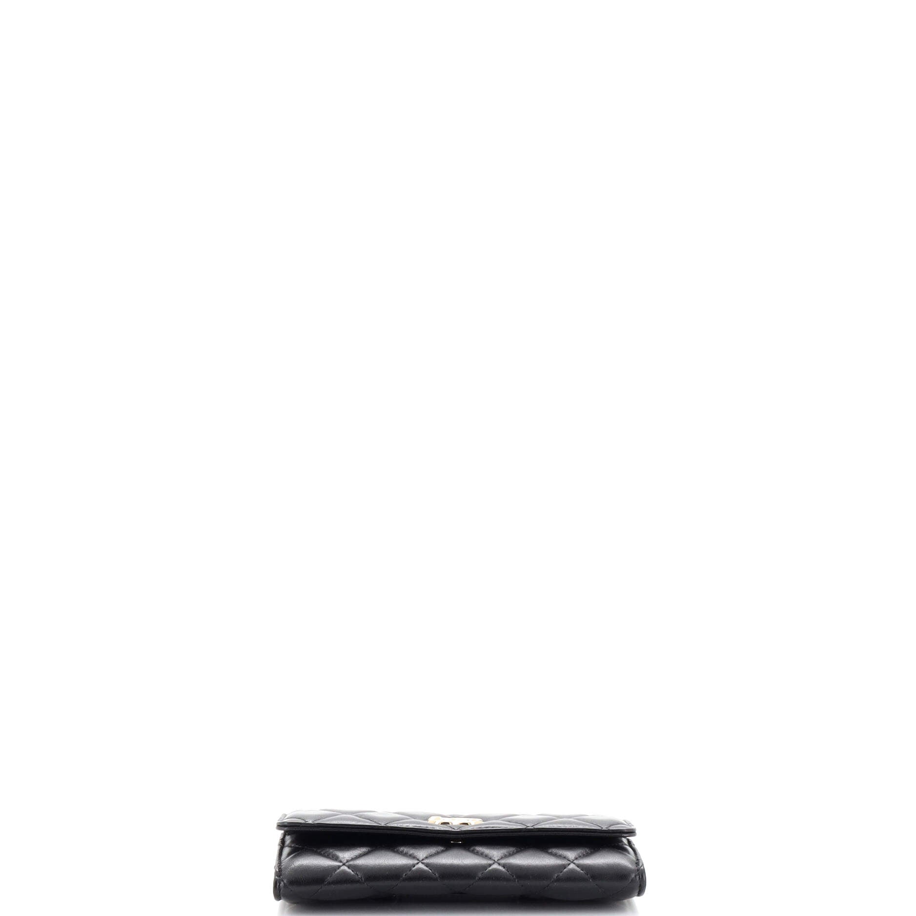 RIbbon Long Clutch with Chain Flap Bag Quilted Lambskin