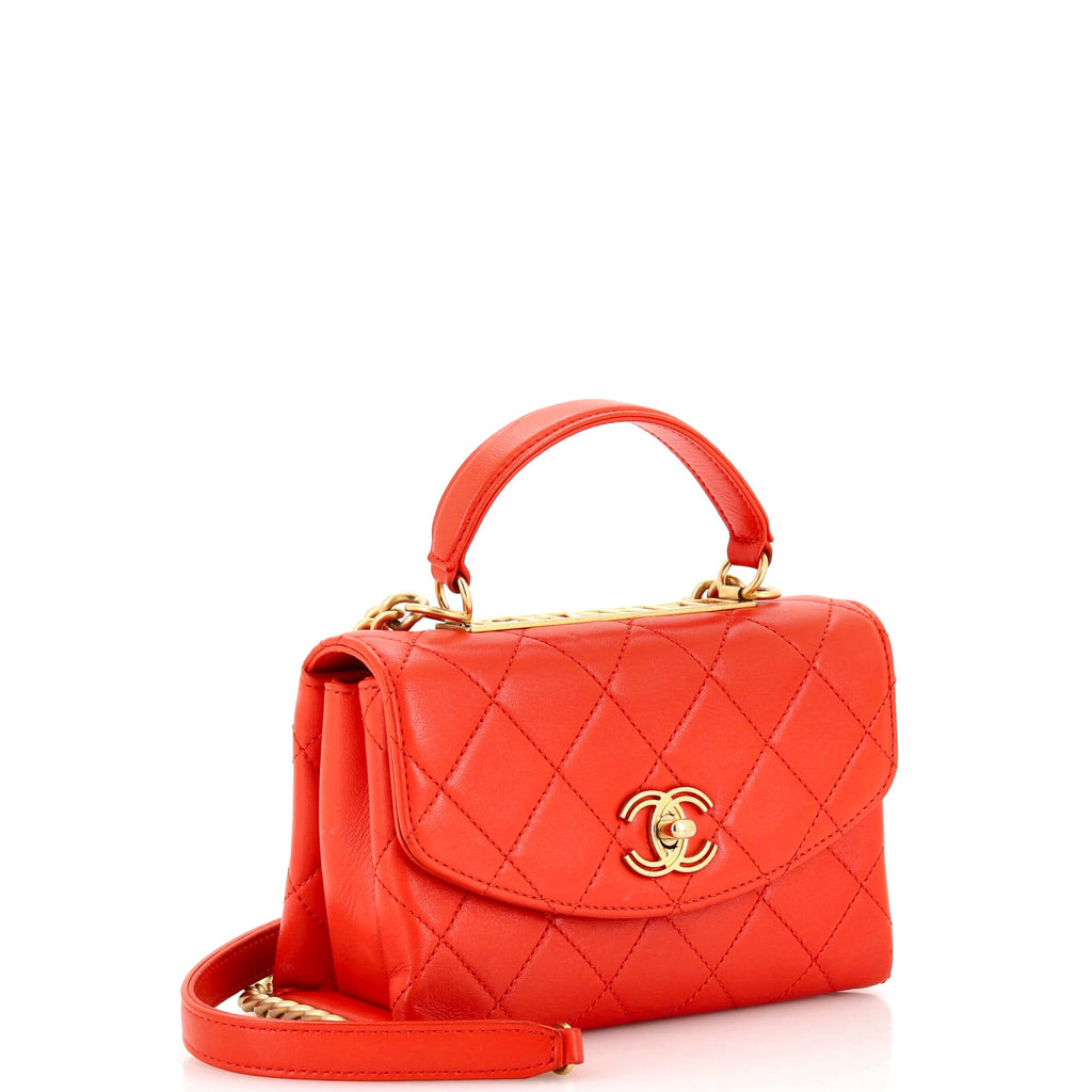 Trendy Spirit Top Handle Bag Quilted Lambskin Small