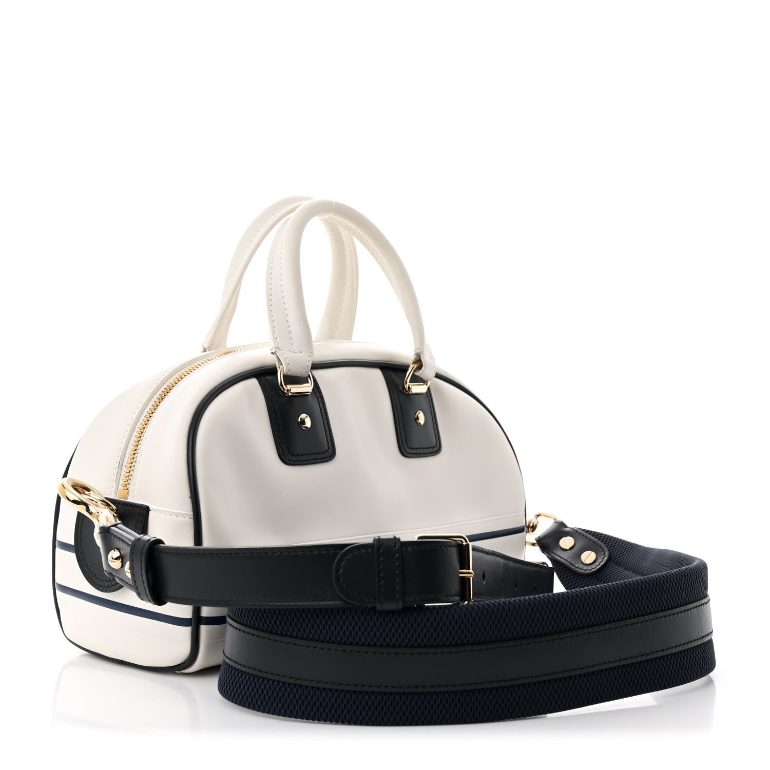 Calfskin Small Dior Vibe Zip Bowling Bag White
