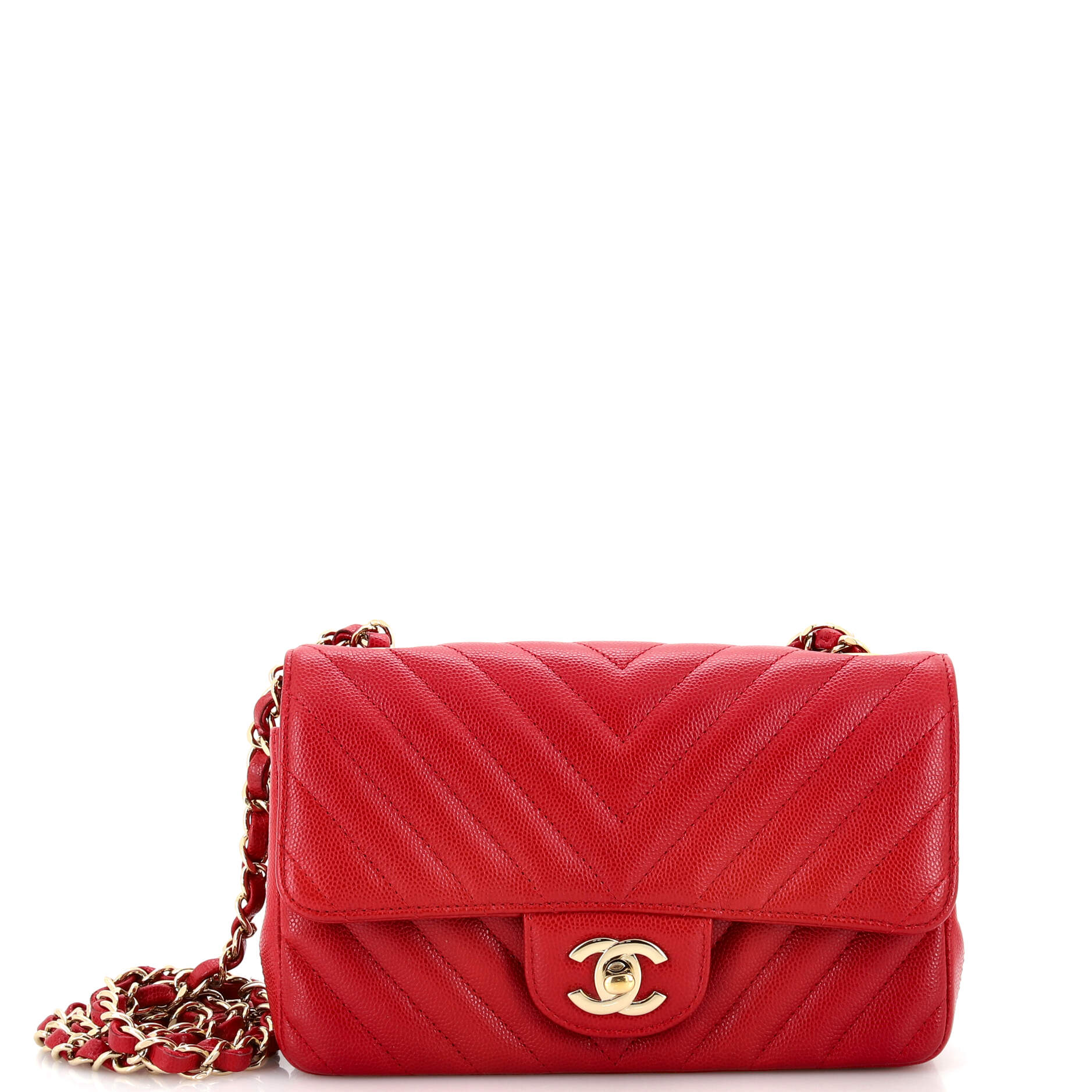 Classic Single Flap Bag Chevron Caviar Mini