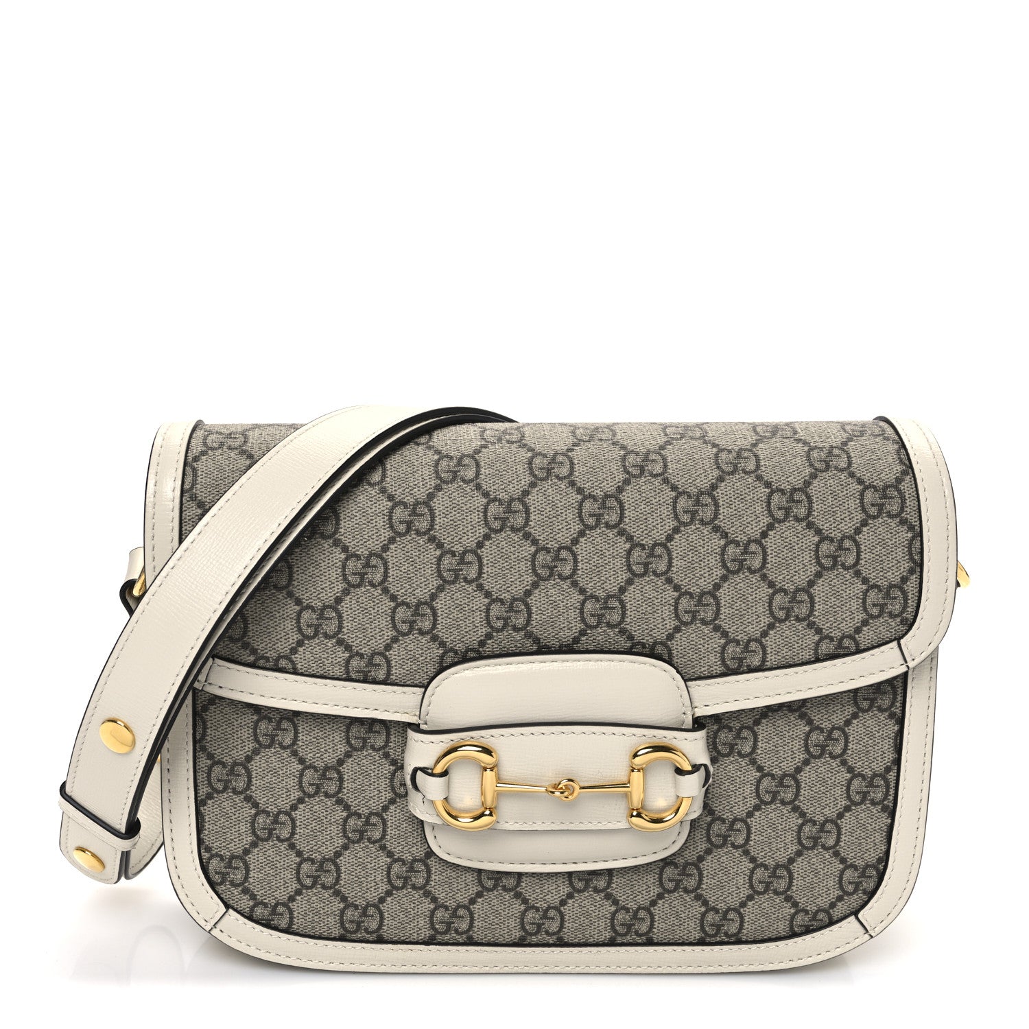 GG Supreme Monogram Horsebit 1955 Shoulder Bag Beige Mystic White