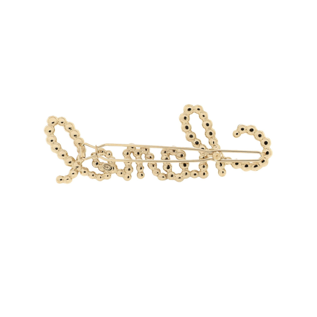 Swirling Logo Hair Clip Metal with Crystals and Faux Pearls