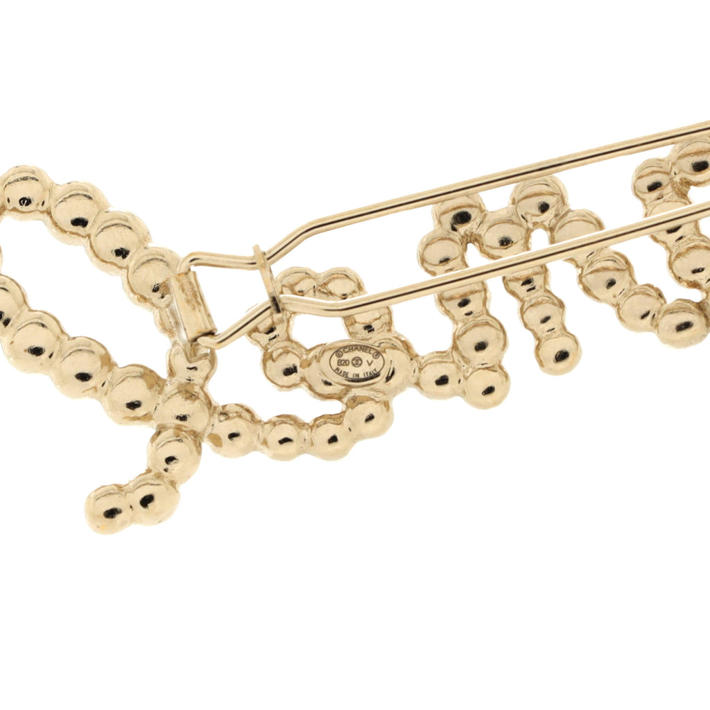 Swirling Logo Hair Clip Metal with Crystals and Faux Pearls