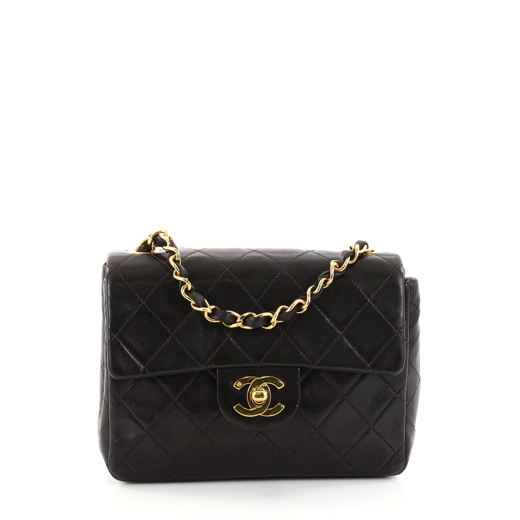 Vintage Square Classic Single Flap Bag Quilted Lambskin Mini