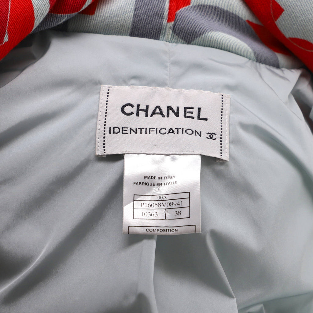 Women's Letter Two Pocket Zipped Puffer Jacket Cotton Blend