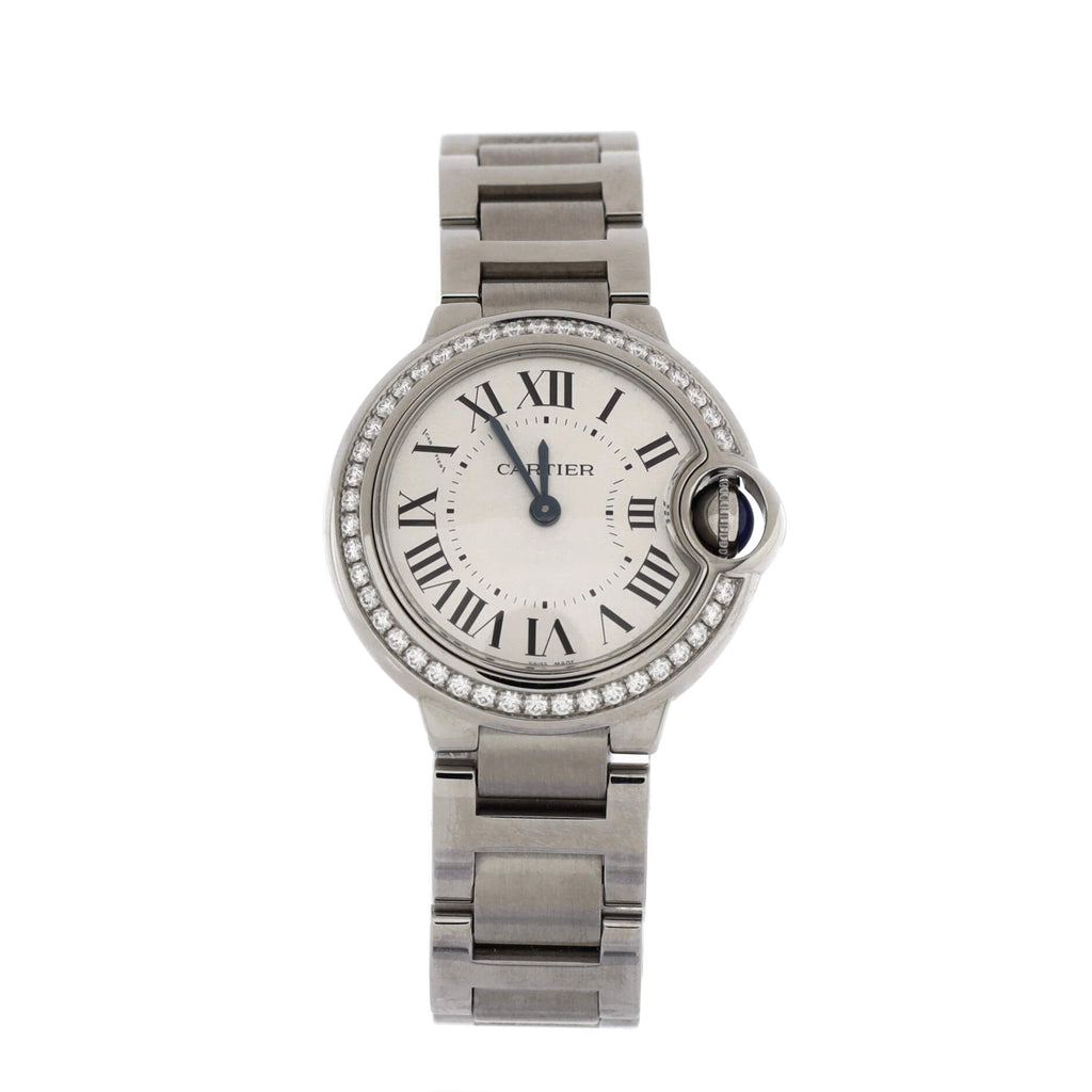 Ballon Bleu de Cartier Quartz Watch Stainless Steel with Diamond Bezel 28