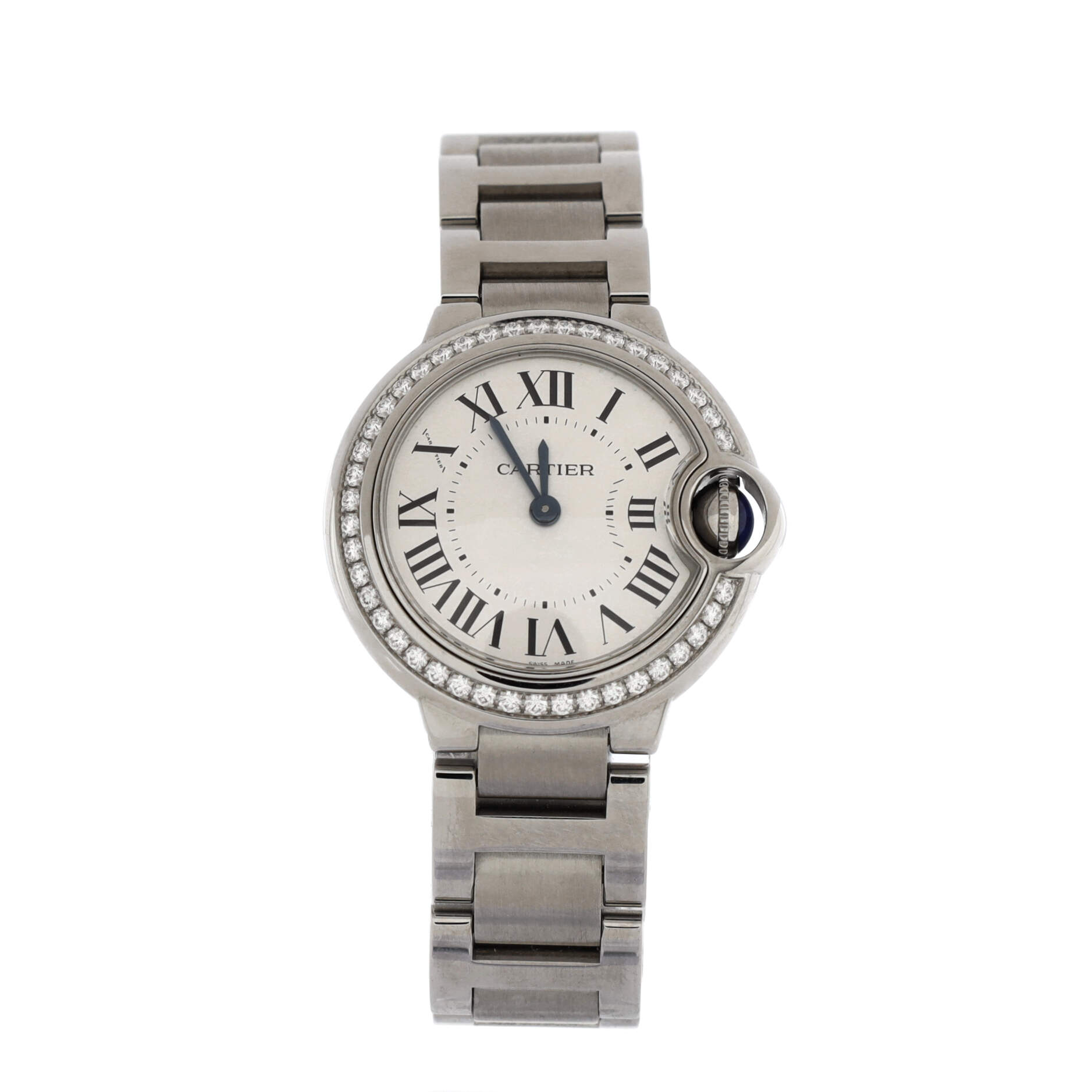 Ballon Bleu de Cartier Quartz Watch Stainless Steel with Diamond Bezel 28