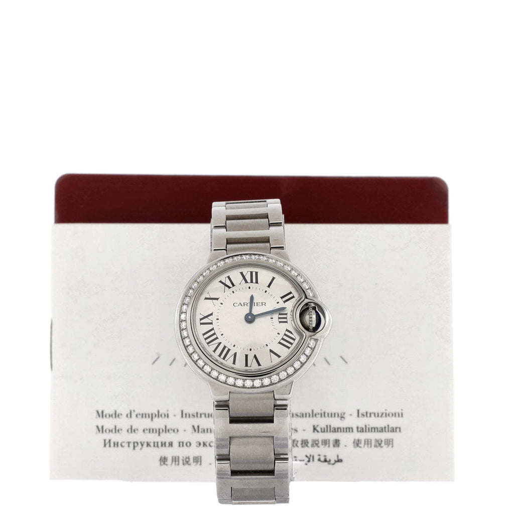 Ballon Bleu de Cartier Quartz Watch Stainless Steel with Diamond Bezel 28