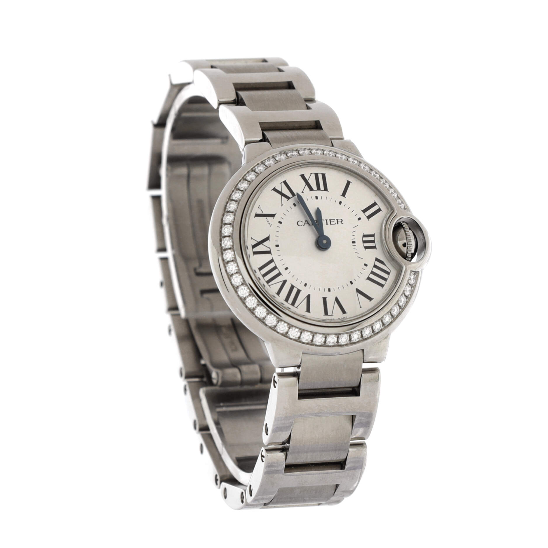 Ballon Bleu de Cartier Quartz Watch Stainless Steel with Diamond Bezel 28