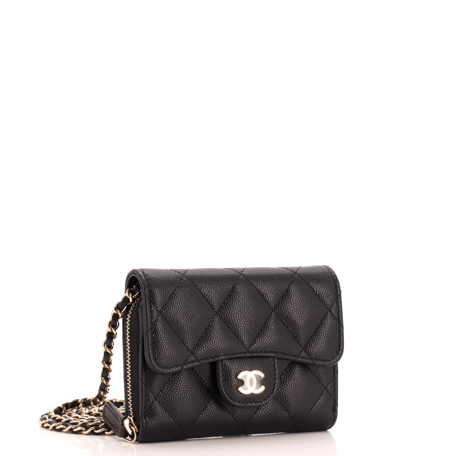 Classic Flap Clutch with Chain Quilted Caviar Small