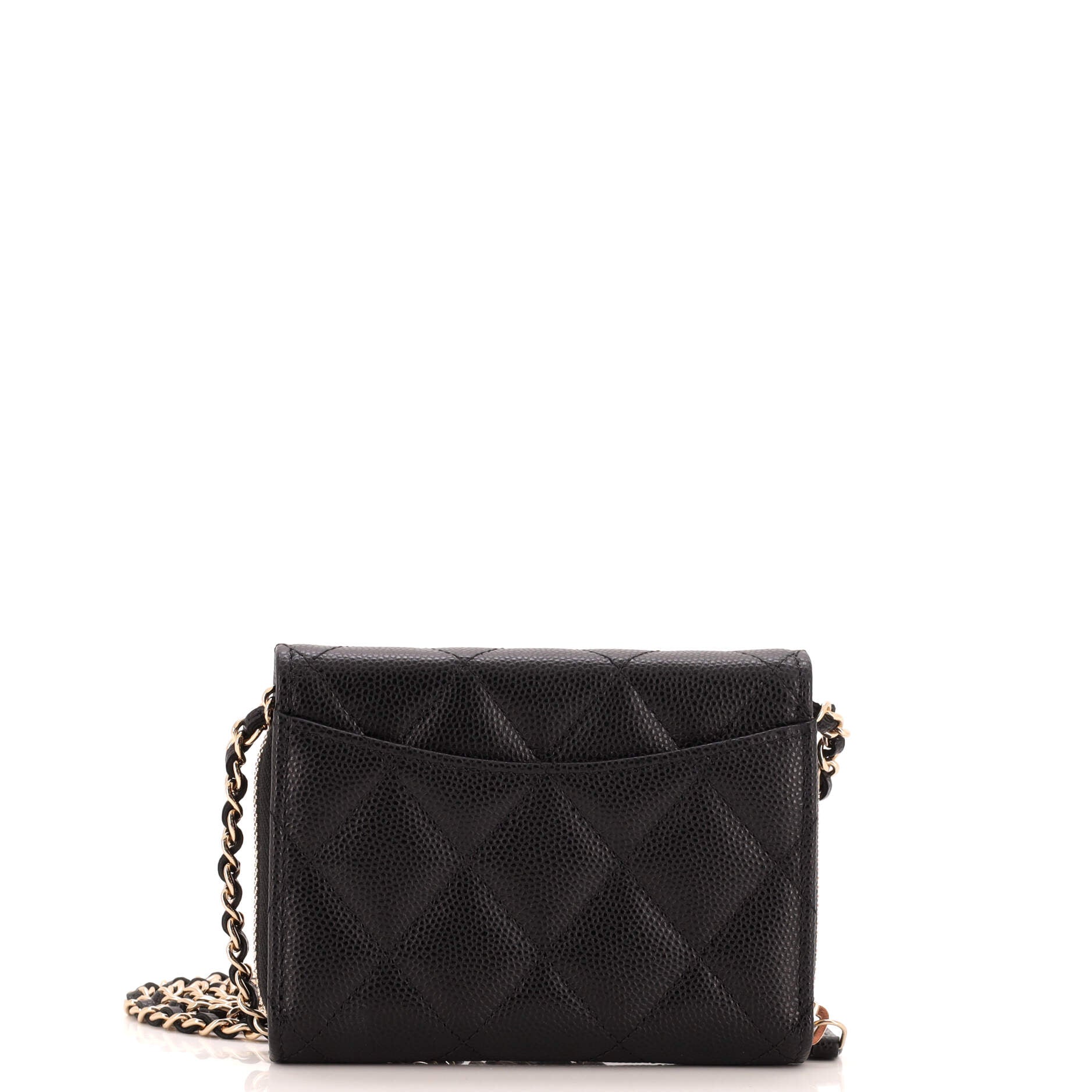 Classic Flap Clutch with Chain Quilted Caviar Small