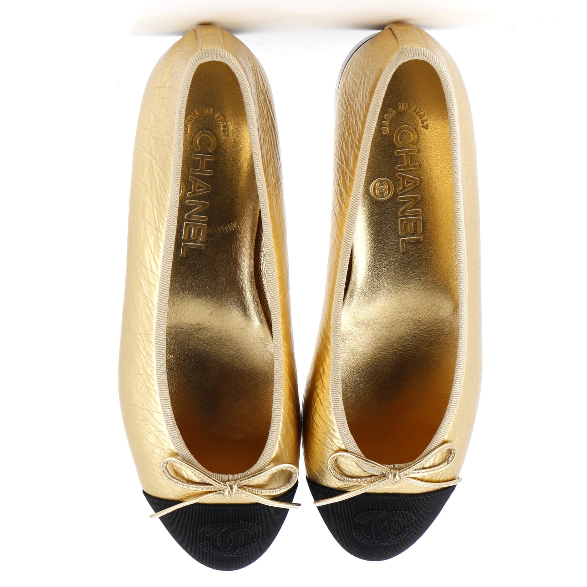 Women's CC Cap Toe Bow Ballerina Flats Leather