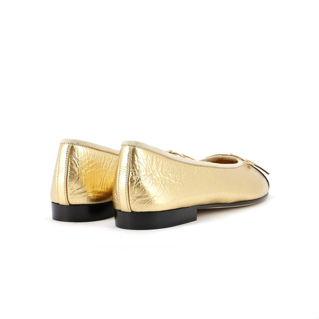 Women's CC Cap Toe Bow Ballerina Flats Leather