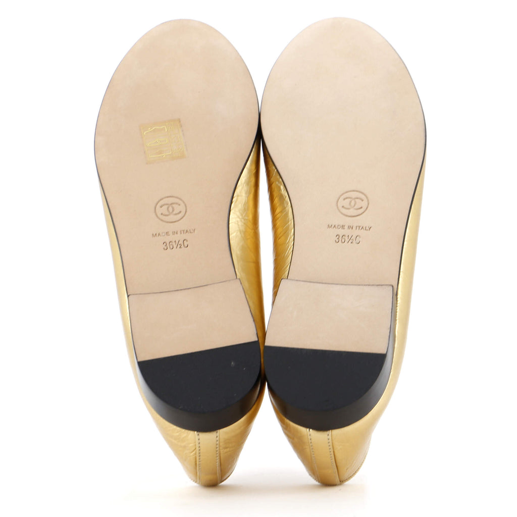 Women's CC Cap Toe Bow Ballerina Flats Leather