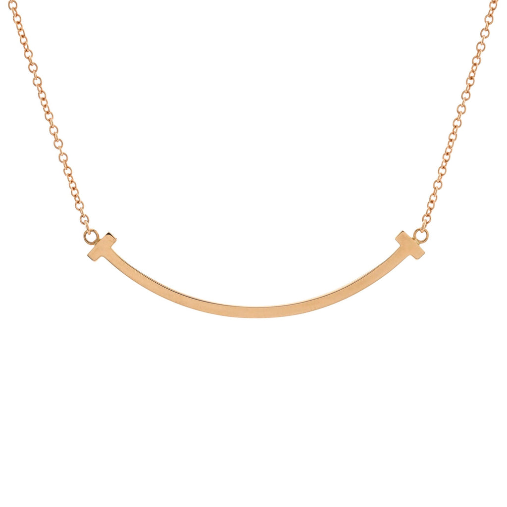 T Smile Pendant Necklace 18K Rose Gold Small