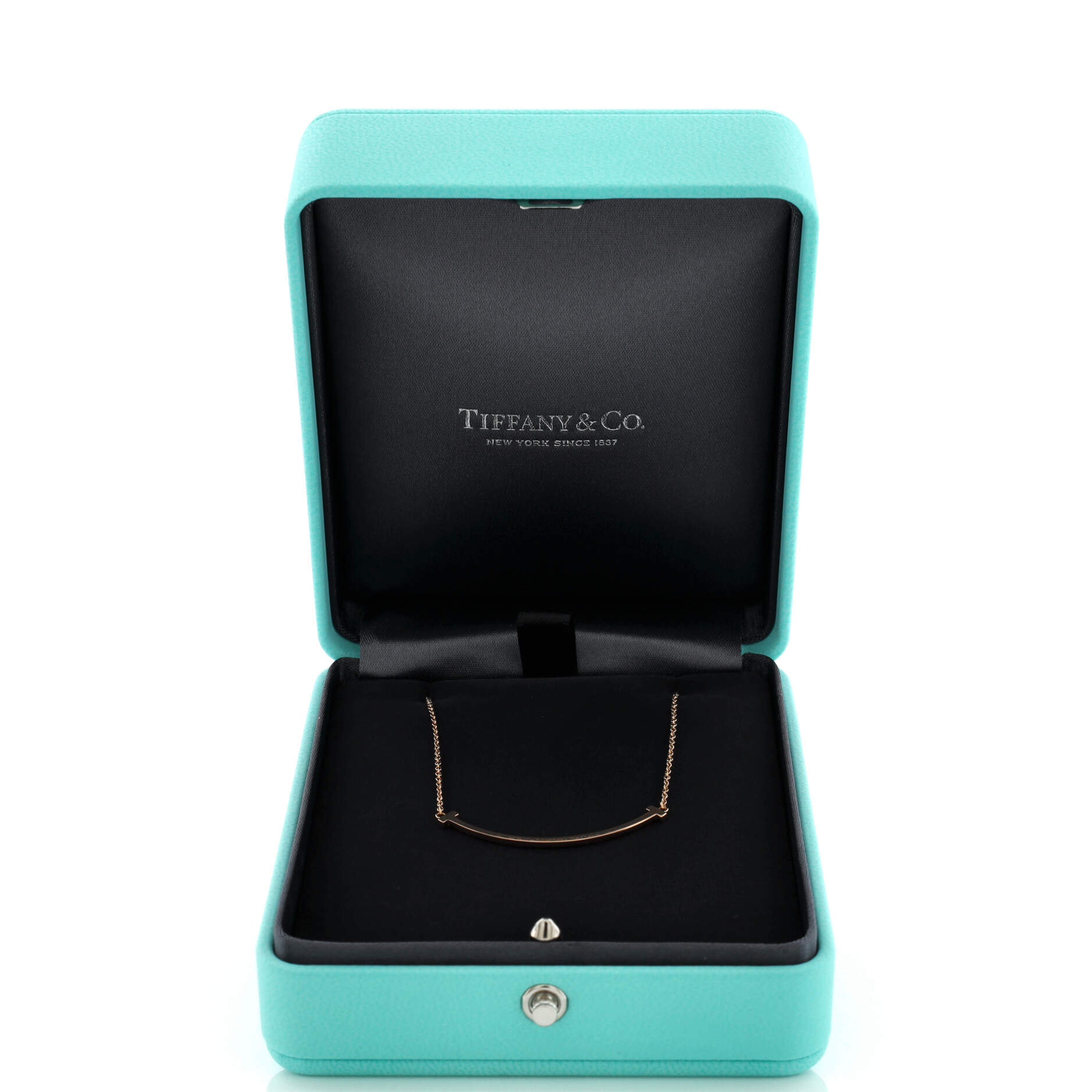 T Smile Pendant Necklace 18K Rose Gold Small