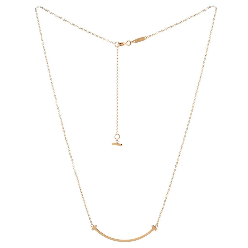 T Smile Pendant Necklace 18K Rose Gold Small