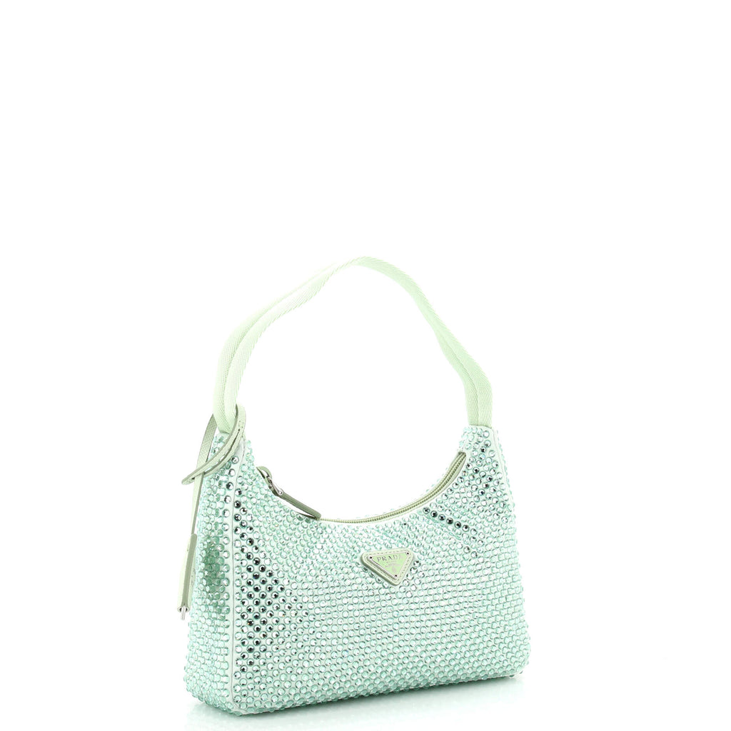 Re-Edition 2000 Hobo Crystal Embellished Satin Mini