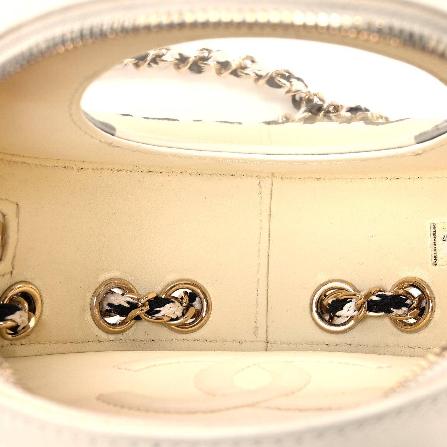Lambskin Coco Lifesaver Round Bag Black White
