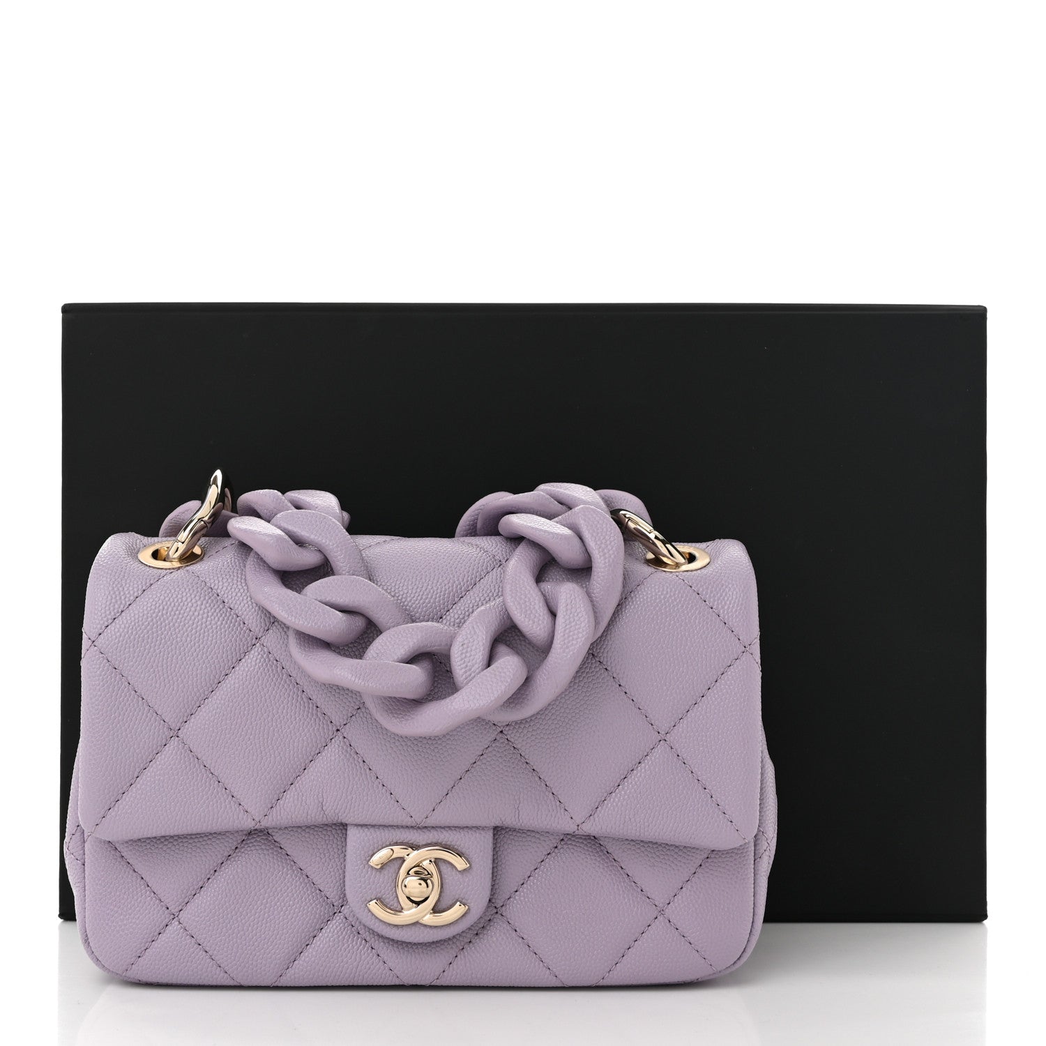 Caviar Quilted Funky Match Mini Flap Light Purple