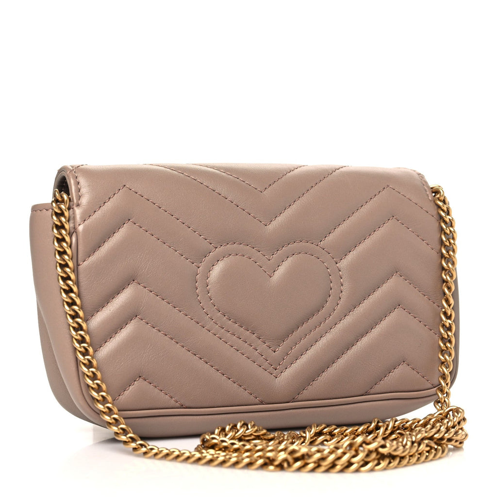 Calfskin Matelasse Super Mini GG Marmont Shoulder Bag Porcelain Rose