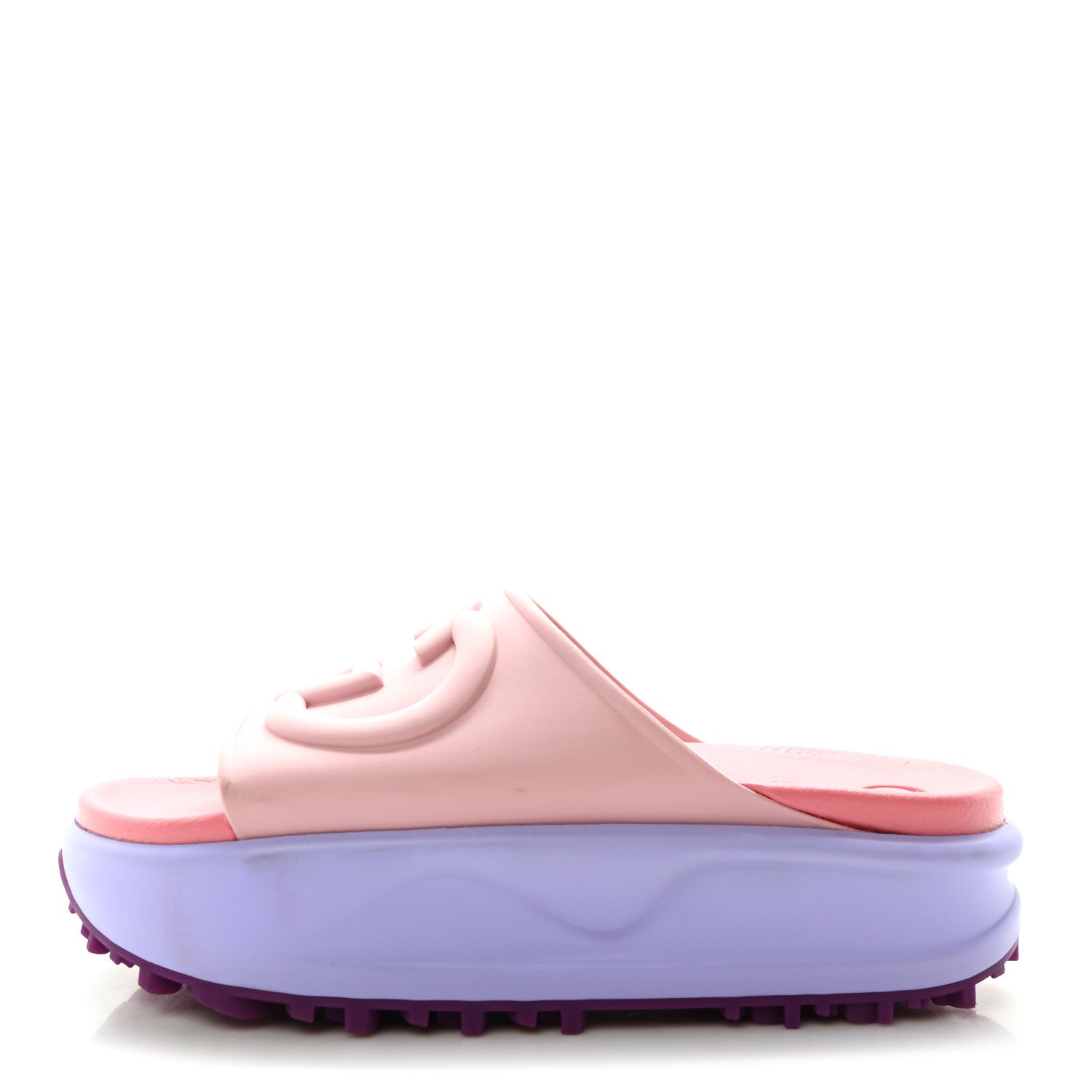 Soft Rubber Womens Interlocking G Platform 42mm Slide Sandals 36 Sugar Pink