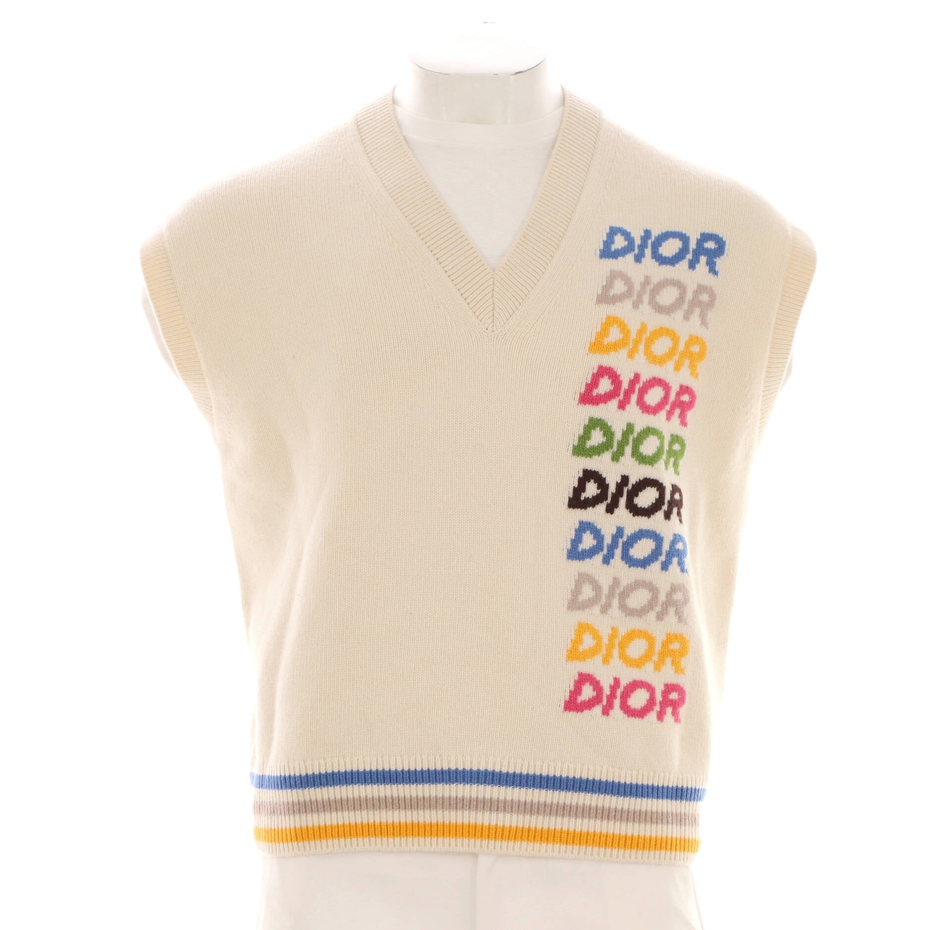 Men's Logo Intarsia Sweater Vest Wool and Cashmere