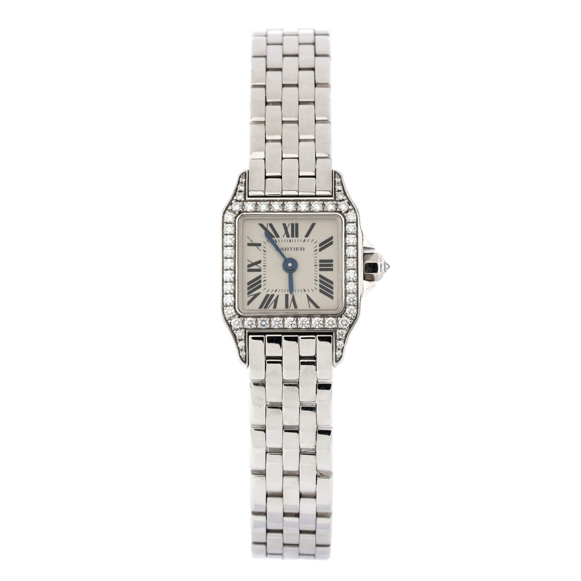 Santos Demoiselle Quartz Watch White Gold with Diamond Bezel 20