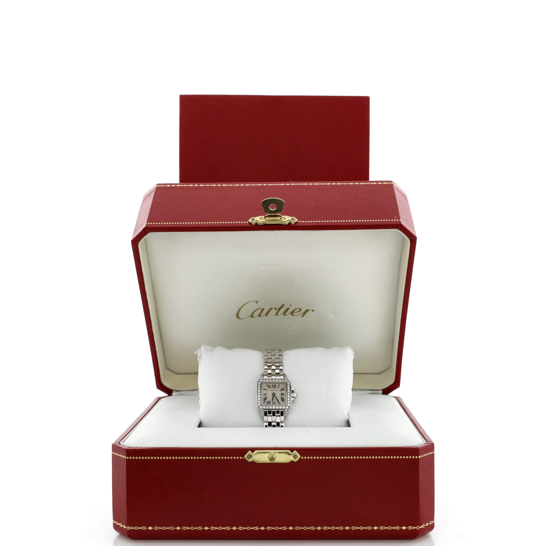 Santos Demoiselle Quartz Watch White Gold with Diamond Bezel 20