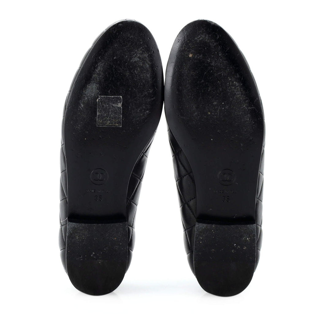 Women's CC Button Ballerina Flats Quilted Leather