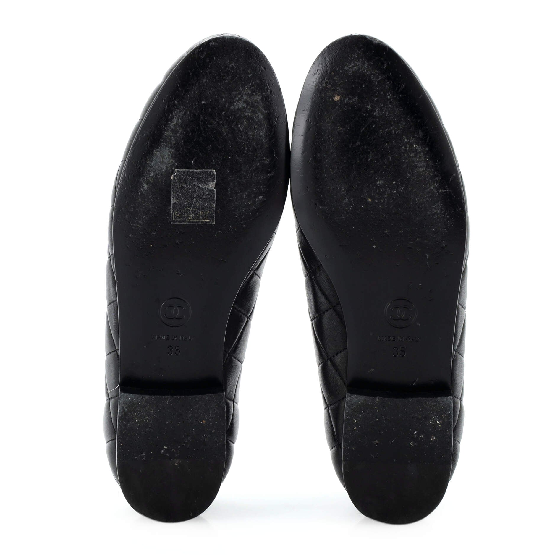 Women's CC Button Ballerina Flats Quilted Leather
