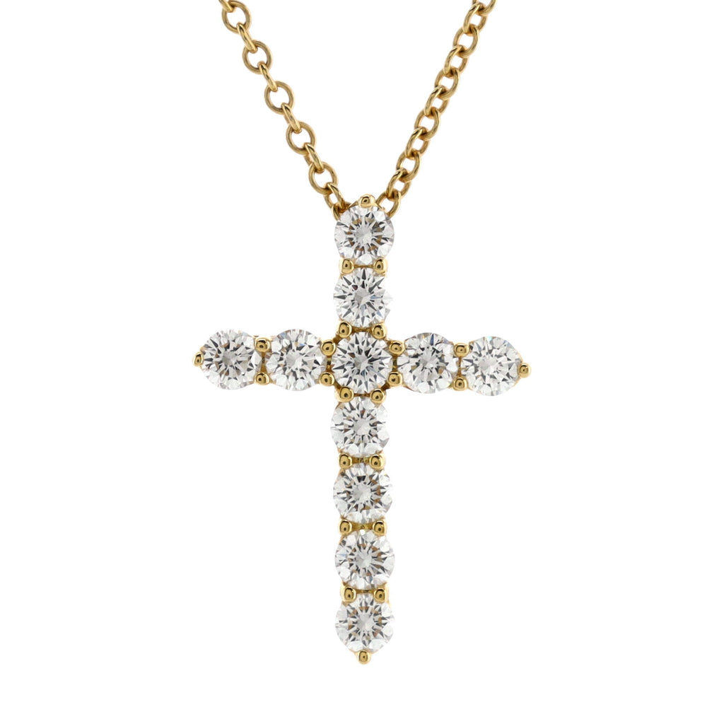 Cross Pendant Necklace 18K Yellow Gold with Diamonds Small