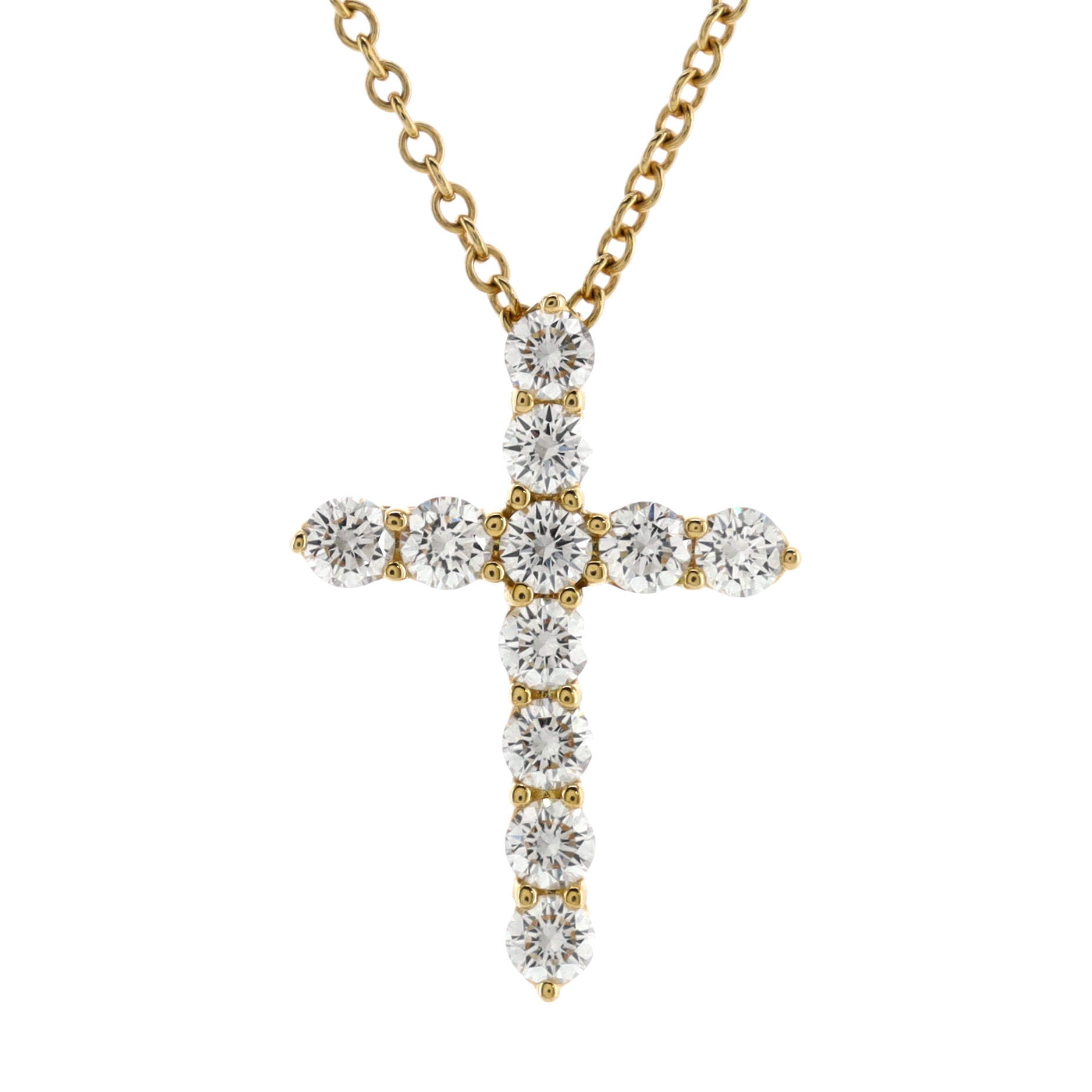 Cross Pendant Necklace 18K Yellow Gold with Diamonds Small